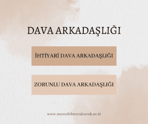 Dava arkadaşlığı nedir, Dava arkadaşlığı türleri, ihtiyari dava arkadaşlığı nedir, zorunlu dava arkadaşlığı nedir? İhtiyari dava arkadaşı olmanın sonuçları nelerdir, hangi hallerde mecburi dava arkadaşlığı söz konusu olur?